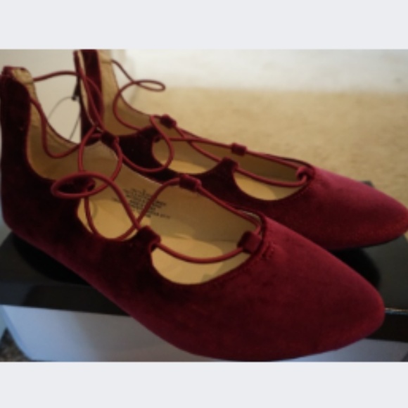 Stevies Other - Girls' Stevies Lace Up Ballet Flats - Burgundy